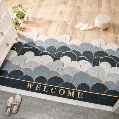 China Beautiful Modern Simple Single Mat Cheap Washable Home Washable Custom Made PVC Loop Carpet Entrance Indoor Door Mats for sale