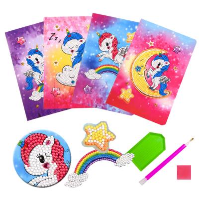 China Cartoon DM-108 Creative DIY Cartoon Unicorn  A5 Diamond Painting Notebook for Children for sale