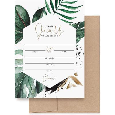 China Wedding Decoration Customized rural green wedding reception for bride or engagement birthday party 12.7 cm x 17.8 cm  Folding invitation letter for sale