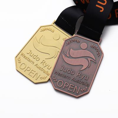 China Wholesale Custom Europe HSQ Factory Metal Sports Judo Silver Gold Medal for sale