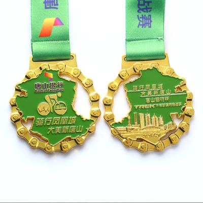 China Souvenir Original Factory High Quality Custom Sports Championship Brass Bicycle Sports Bicycle Reward Medal Medal Recycling Medal for sale