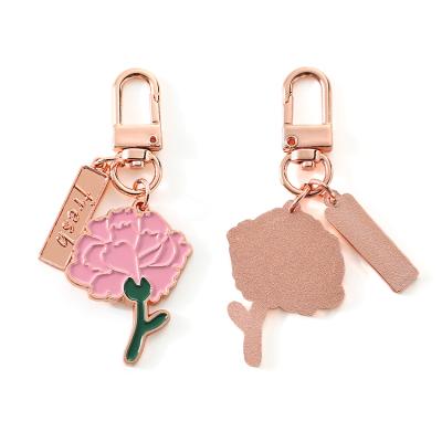 China Promotional Custom Sweet Beauty Flower Enamel Metal Key Chain Factory Fashion Girl's Gifts HSQ Key Chain for sale