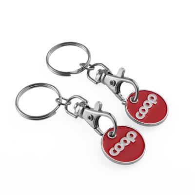 China Metal OEM sublimation supermarket mob buckle logo keychains magnet coin holder token key ring for sale