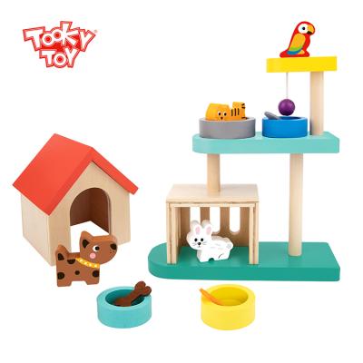 China 2021 New Children's Toys Family Pet Dollhouse Colorful/Safe/Environmental Wooden Educational Toys For Children for sale