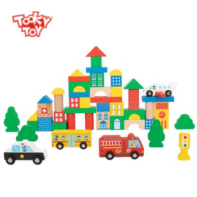 China 2021 New Children's Toys City Block Building Block Colorful/Safe/Environmental Wooden Educational Toys For Children for sale