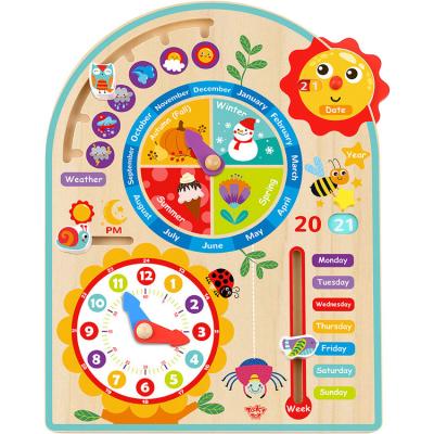 China Colorful/Safety/Environmental/Healthy Wooden Clock Puzzle Toys Children's Cartoon Play My Calendar Other Educational Toys for sale