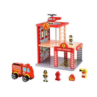 China TOOKY Colorful/Safe/Environmental TOY Designed Attractive Pretend Play in Bedroom Wooden Toy Fire Station for Boys 3+ for sale