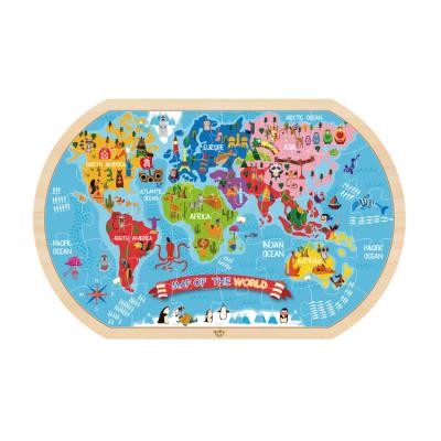 China Colorful/Safe/Environmental Brain Teaser Five Continents Educational Map World Children Wooden Puzzle for sale