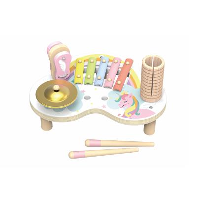 China 2020 New Arrival Wooden Toy Unicorn Music Center Kids Music Baby Instrument Games Colorful/Safe/Environmental for sale