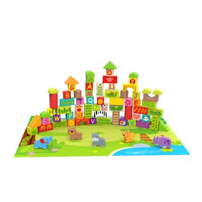 China New Colorful/Safe/Environmental Attractive Children Building 100PCS Jungle Block Wooden Block for sale