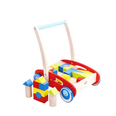 China Colorful/Safe/Environmental Wooden Baby Walker Building Block Educational Children Toys for sale