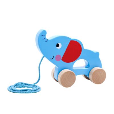 China Colorful / Safe / Environmental Smart Wooden Elephant Push Along Toy For Baby Kids for sale