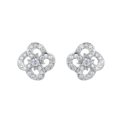 China CLASSIC Hot Sale 925 Sterling Silver Leaf Stud Earrings Clover Earrings Clips For Girls for sale