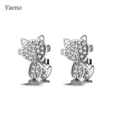 China New Design 925 Sterling Silver Earrings Cat Earring CZ Stylish Earring For Girl for sale