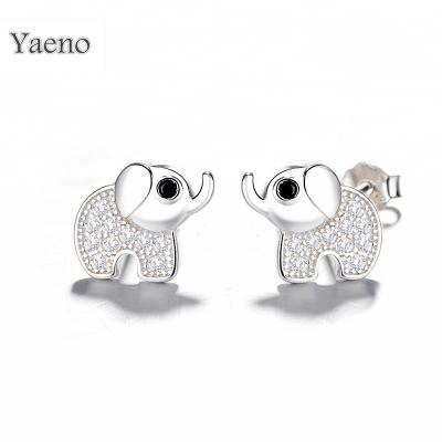 China New CZ Silver Cute Elephant Stud Earrings 925 Sterling Silver Animal Stud Earrings for sale