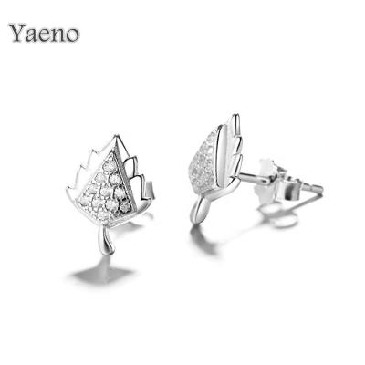 China New Fashion Romantic Style 925 Sterling Silver Earrings Leaf Shape Stud Earrings for sale