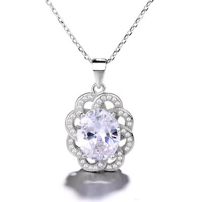 China Wholesale Romantic 925 Sterling Silver Pendant Necklace CZ Flowers Design Jewelry Pendant For Women for sale