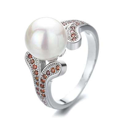 China TRENDY Glamorous Fashion Pearl Set With Design 925 Sterling Silver Engagement Pearl Ring for sale