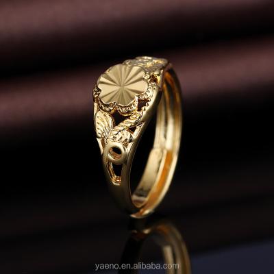 China Finger Ring Without Stone Metal Brass 24K Gold Flower Shape Finger Ring Without Stone For Women Gift for sale