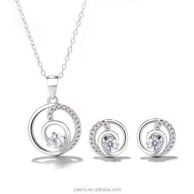 China Romantic 925 Silver Round Exquisite Necklace And Earring Jewelry for sale