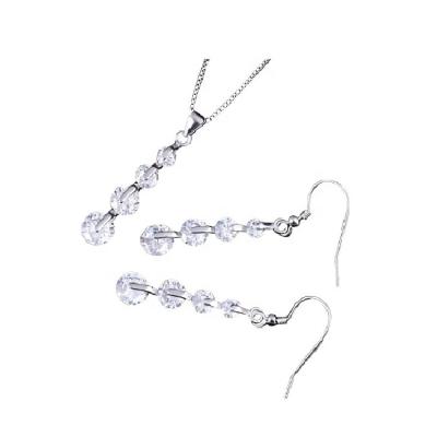 China Fashion Silver Girl Factory Direct Selling Jewelry Set Clear Stone Long Charm 925 Silver Jewelry Set for sale