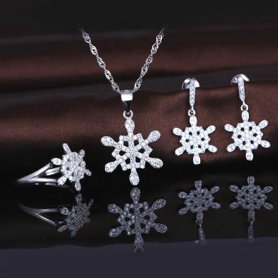 China Fashion Handmade 925 Silver Jewelry Christmas Jewelry Sets Snow Form 925 Sterling Silver Jewelry Sets for sale