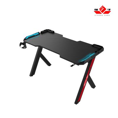 China Other R Shaped Black Gaming Desks And Chairs Carbon Fiber Gaming Desk Metal Gamer Desk for sale