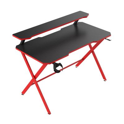 China Expandable Ergonomic Computer Gaming Table With Monitor Stand Red PC E-sports Gamer Desk Gaming Desk With Monitor Shelf for sale