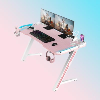 China Wholesale Pink Expandable Function Computer Table PC Gaming Wireless Charging Cool Desks for sale