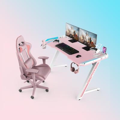 China Pink Custom Gamer Desk Extendable Gaming Esport Table Desk White Computer Gamer Desks for sale