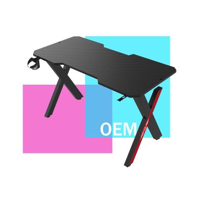 China Other Carbon Fiber Desktop Gaming X Shape RGB Light Gaming Table PC Desk for sale