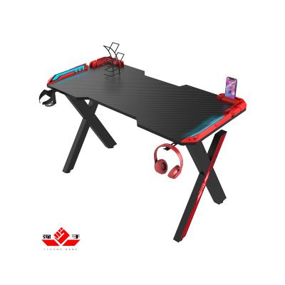 China Other X Shaped Led Desk Black Factory Wholesale Custom Gaming Lights Metal PC Gamer Desk for sale