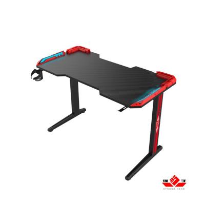 China Other Large Black Carbon Fiber Office Home PC Gaming Desk RGB Led Lights Gaming Computer Desk for sale