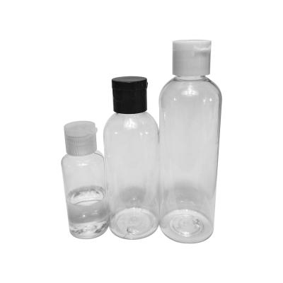 China Free Samples 30ml 50ml 100ml Cosmetic Wholesale Plastic PET Clear Bottle With Flip Top For Hand Sanitizer Gel for sale