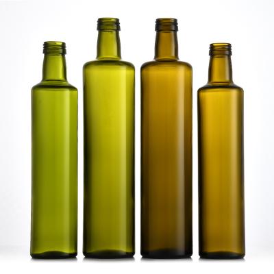 China Empty Food Round Brown 250ml 500ml 750ml 1000ml Square Amber Marasca Cooking Olive Oil Glass Dark Green Bottles for sale