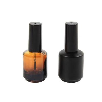 China Amber Matte Black Round Shaped Bulk Cosmetic High Quality Clear Empty Glass Nail Polish Bottle With Brush 15ml for sale