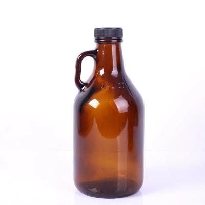 China Beverage USA California Wine Bottle 1 L 32 Ounce Amber Glass Growler Beer Bottle For Wine With Aluminum Lid for sale