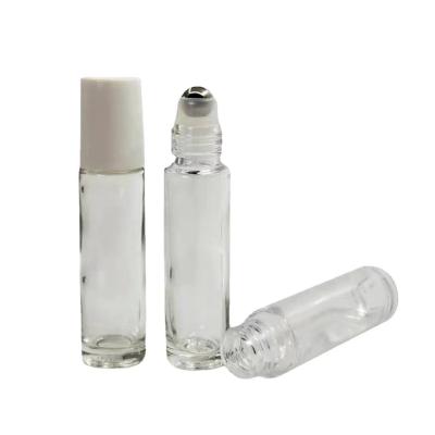 China Good Cosmetic Supplier High Quality 10ml Roller Essential Oil Empty Round Glass Perfume Bottle With Plastic Cap for sale