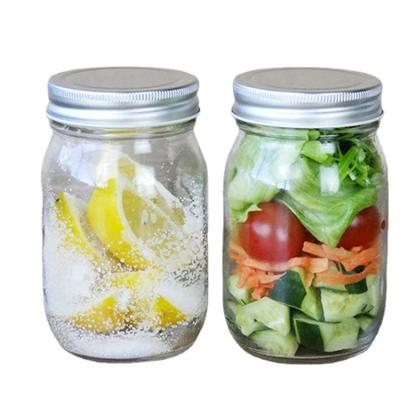 China Hot Sales Large Mason Jar Drinking Glass Storage Mason Jars Food 16 Ounces With Metal Lids For Drinking for sale