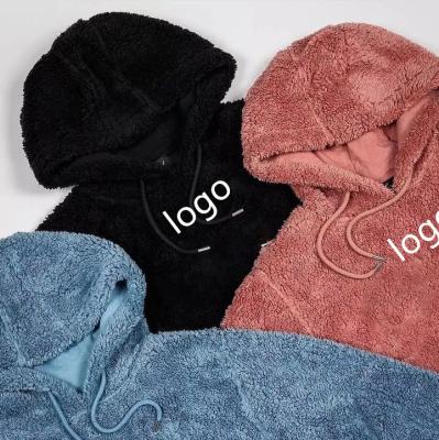 China Anti-wrinkle custom logo embroidery blank thick soft pullover heavyweight women oversized high quality winter fleece sherpa hoodie for men for sale