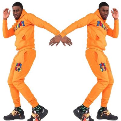 China Breathable custom training wear sweatsuit two piece jogger sets chenille slim fit men hoodie set tracksuit for sale