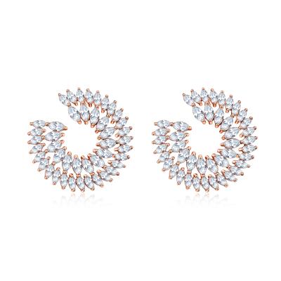 China Fashion Round Earrings Stud With Full Cubic Zircon Stud Earrings Wing Earring for sale