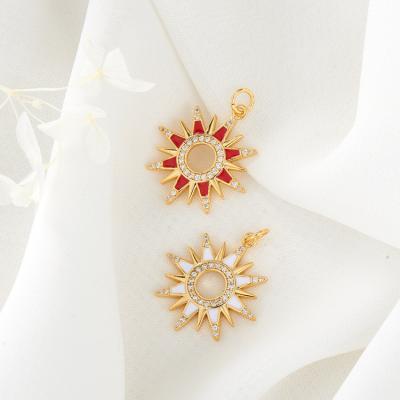 China FASHIONABLE Sun Shape Diamond Jewelry Gold Plating Style Ancient Egypt White And Red Women Drop Earring for sale