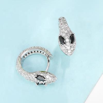 China FASHIONABLE circle earring snake zircon white gold cc multicolor plated earrings for cool men and ladies for sale