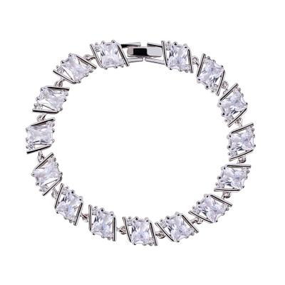 China TRENDY 18K Gold Tennis Bracelets White Gold Diamond Shape Zircon Copper Bracelet for sale