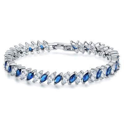 China FASHIONABLE White Gold Plated White Zircon Crystal Charms Leaf Shape Charms Bangle Color Bracelet for sale