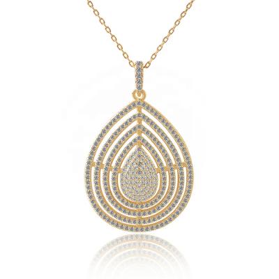 China 2020 Wholesale CLASSIC Water Drop Zirconia Large Pending 18k Gold Plated Necklace For Women for sale