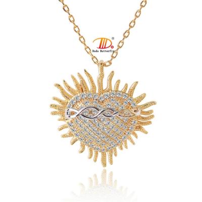 China FASHIONABLE Wholesale Dubai Gold CZ Sun Pendant Necklace and Heart Shape Pendant 18k Gold Plated for sale