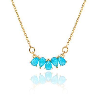 China FASHIONABLE Heart Pendant Necklace Synthetic Blue 18K Paraiba Tourmaline Love Necklace Set Jewelry for sale