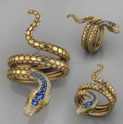 China Vintage Manufacture Price Hip Hop Snake Ring Mens Rings 18k Gold Plated Punk Rings For Christmas Gift for sale